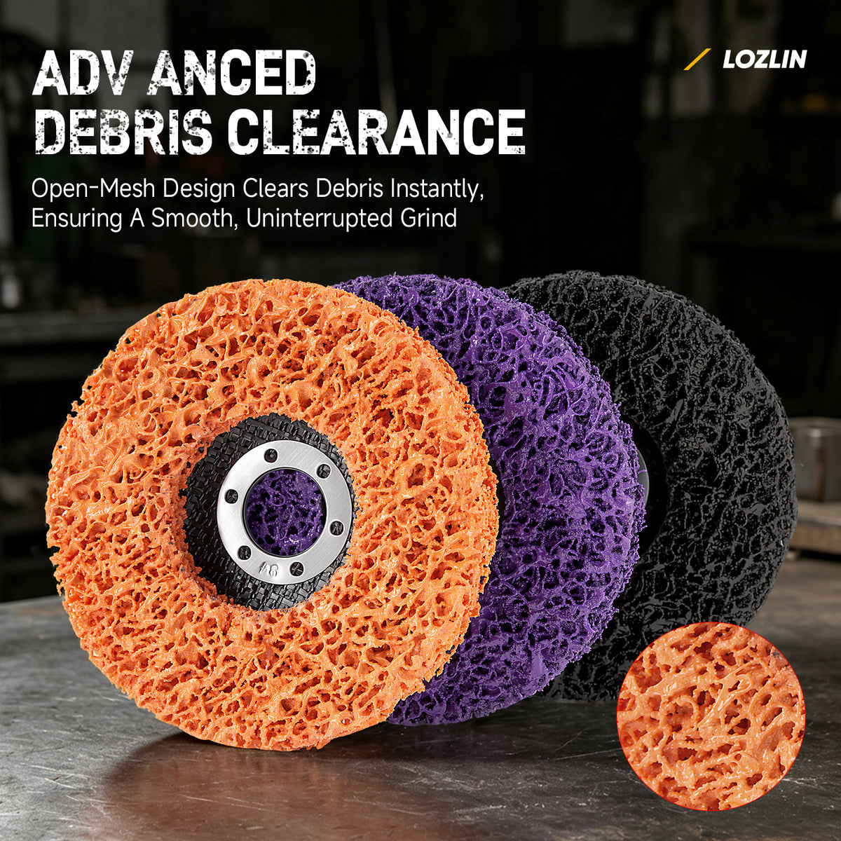 LOZLIN 3-Pack 4.5" Angle Grinder Stripping Discs, Remove Rust, Paint, Oxidation & Coatings on Metal