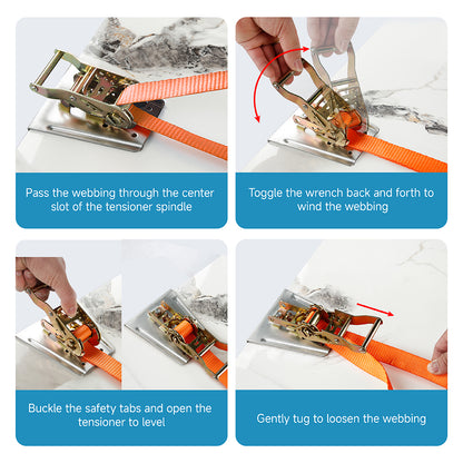 14ft Wood Floor & Stone Seam Clamp - Seamless Splicing Tool, 3-in-1 Pull Clamp for Flooring/Countertop Installation w/Strap Kit