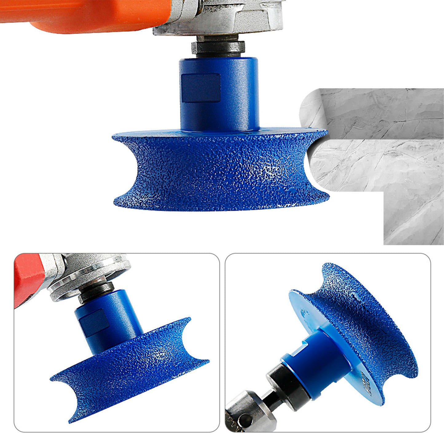 Diamond Semi-Circular Edge Grinding Wheel - 5/8-11 Angle Grinder Mounted for Granite, Marble, Quartz & Tile - Stone Edge Grinding & Polishing Tool