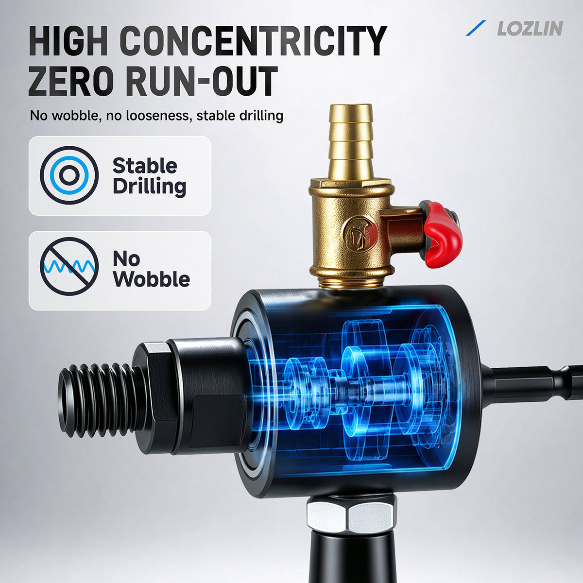 LOZLIN Hand Drill Water Injection Device with Adjustable Valve, M10 M14 5/8-11 Adapter for Tile & Stone Drilling
