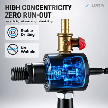 Hand Drill Water Injection Device M10, M14, 5/8-11 Adapter; Water Injection System for Drilling Holes in Tiles and Stone Slabs; Adjustable Valve