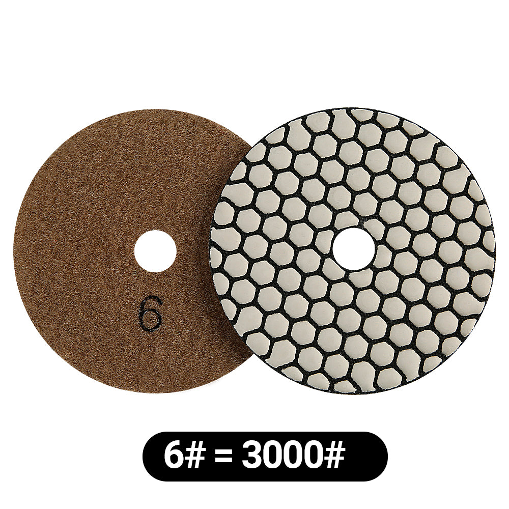 8 Stk. 4" Trockene Diamantpolierpads-Kit – Körnung 50#-3000# für Granit/Marmorstein, Winkelschleifer-Polierscheiben