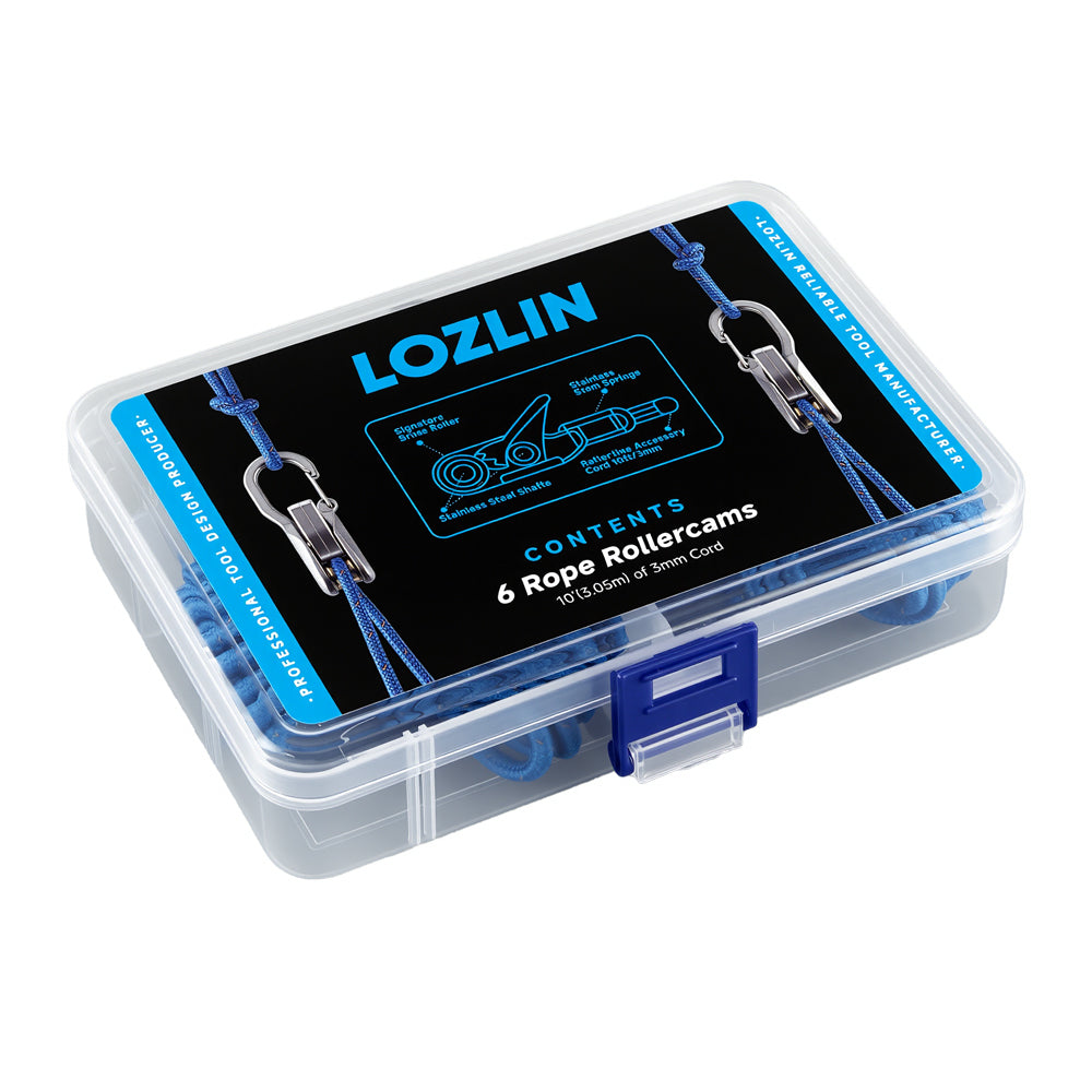 LOZLIN 8-teiliges Outdoor-Ausrüstungs-Lanyard-Set mit Etui, einziehbare Sicherheitsleinen für Camping, Wandern, Rucksäcke und Zelte, Anti-Verlust Spiral-Kabel-Kit, Reise-Zubehör