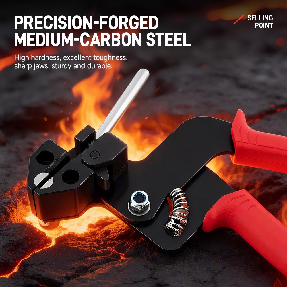 Stainless Steel Cable Tie Pliers, Self-Locking Cable Bundling Gun, Metal Shears for Packaging & Cable Bundling