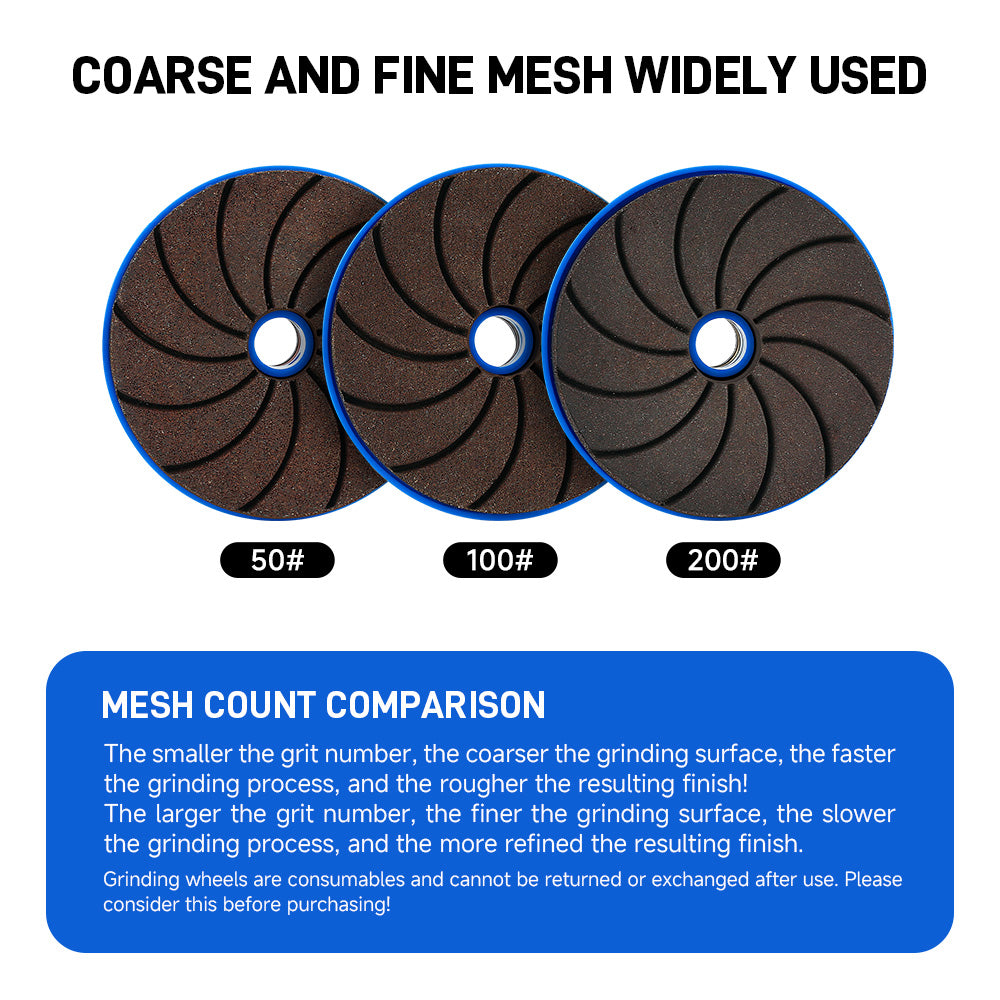 3 items One-Piece Resin-Bonded Diamond Grinding Wheel for Grinding and Polishing Stone, Marble, Granite, and Concrete