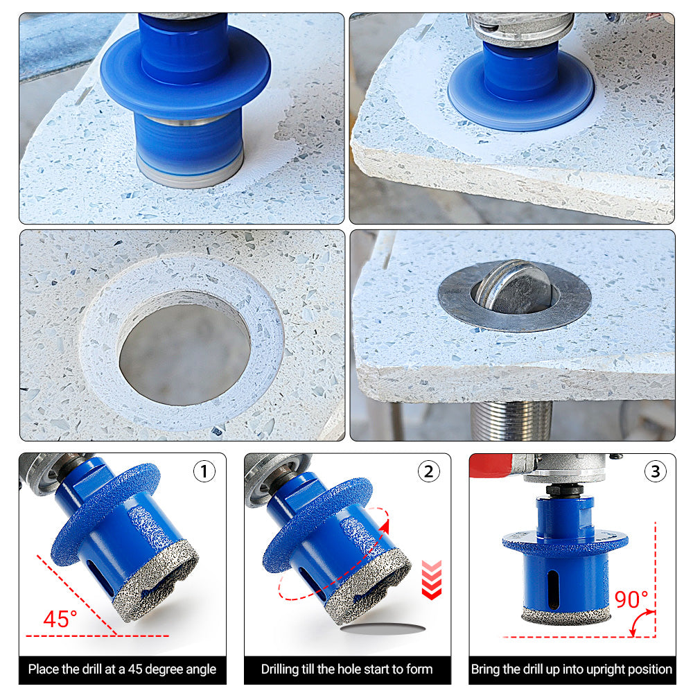 Double Layer Diamond Drill Bit for Countertop Sink Installation - For Tile, Quartz, Marble & Stone - Perfect for Kitchen/Bathroom Sink & Sewer Drain Drilling