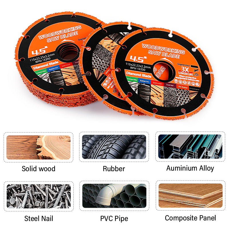2PCS/5PCS 4.5" Carbide Saw Blades - Cut Wood w/Nails & Metal, Anti-Kickback Design - Angle Grinder Blades for Safe & Fast Cutting (115mm)