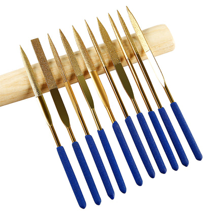 10-piece file set for polishing and grinding metal, wood, glass, and jewelry