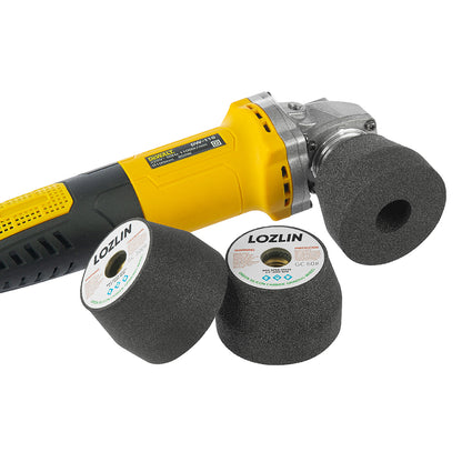 LOZLIN Thickened Silicon Carbide Cup Grinding Wheel | Heavy Duty Solid Grinding Disc for Stone, Concrete, Metal & Tiling | 5/8"-11 Thread for Angle Grinder (60/100/180 Grit)