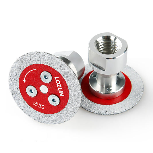 3PCS 2" (50mm) Diamond Vacuum Brazed Blades - 5/8-11 - M14 -M10 Detachable Flange for Angle Grinders - Cutting & Carving Stone, Tile, Metal Mini Grinding Discs