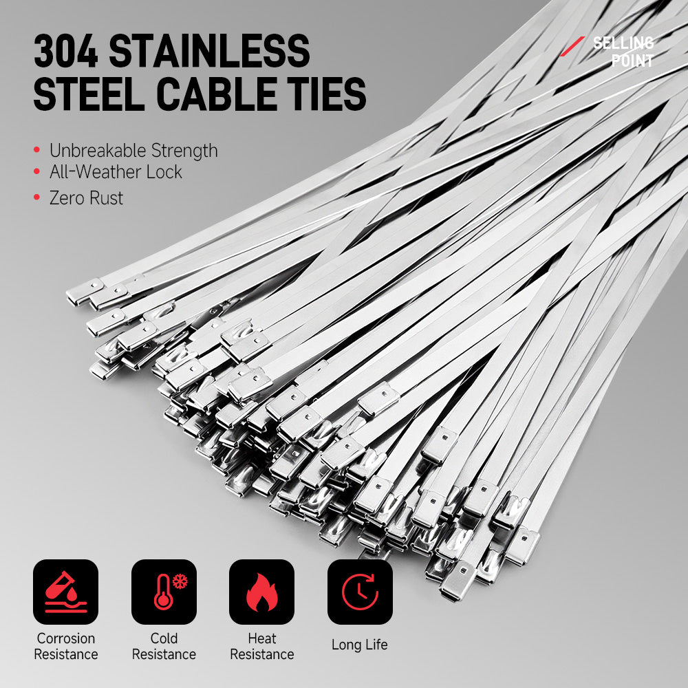 Stainless Steel Cable Tie Pliers, Self-Locking Cable Bundling Gun, Metal Shears for Packaging & Cable Bundling