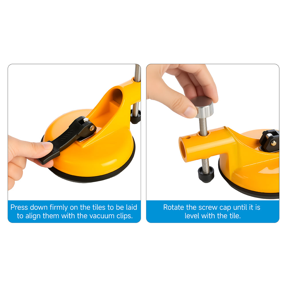 Countertop Seam Leveling Tool - Adjustable Vacuum Suction Clamp Set for Granite Marble Stone Seam Installation & Repair, Pro Gap Adjustment Kit Yellow Rubber Suction Cup