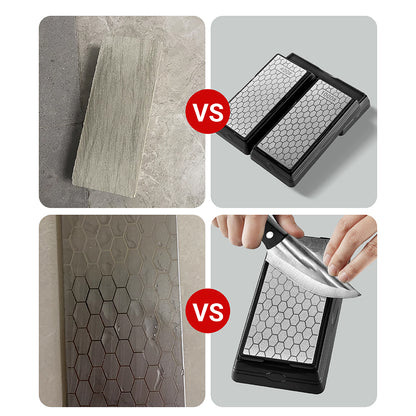 2CPS Double-sided Diamond Sharpening Stone 400/1000Grit - Honeycomb Surface Knife Sharpener with Non-slip Base - for Knives, Scissors, Outdoor & Kitchen Tools