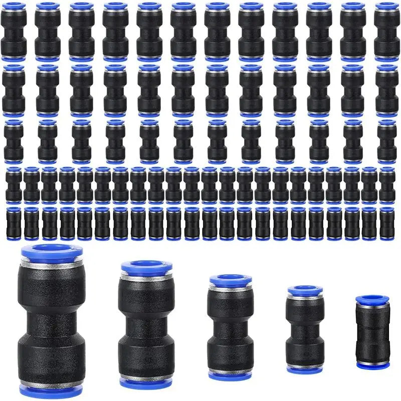 80Pcs Pneumatic Push to Connect Air Hose Fittings Set, 4-12mm Quick Release Straight Air Line Connectors for DIY Air System