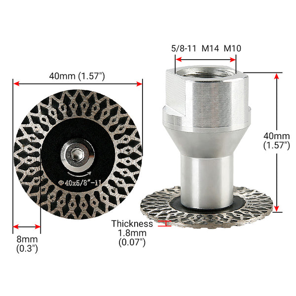 5PCS/Set 1.57" (4cm) Diamond Saw Blades - Corrugated Mini Cutting Discs for Marble, Granite, Ceramic & Stone - Angle Grinder  Grinding Cutting Disc (5/8-11 M14 M10 Thread)