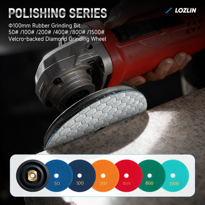 LOZLIN 17PCS Diamond Tool Kit for Tiler, Professional Drill Bits, Saw Blades, Polishing Pads, Chamfer Drill & Milling Bits for Cutting & Grinding Porcelain, Glass, Marble, Quartz & Stone