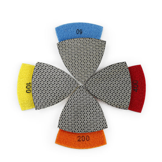 4PCS Electroplated Diamond Triangular Grinding Blades - Multi-Grit 60/100/200/400 for Stone & Wood - Oscillating Tool Sanding, Shaping & Polishing Kit