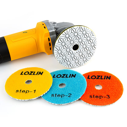 4PCS 100mm (4") Diamond Polishing Pads - Wet Use for Marble, Quartz & Granite - 3-Step Grinding/Polishing Kit for Angle Grinders