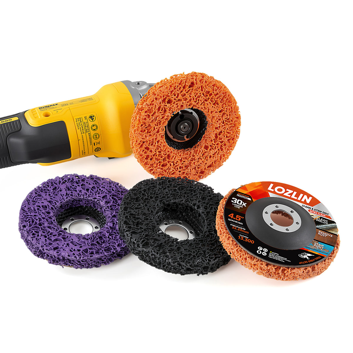 LOZLIN 3-Pack 4.5" Angle Grinder Stripping Discs, Remove Rust, Paint, Oxidation & Coatings on Metal