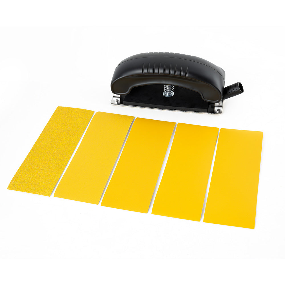 Sandpaper and Hand Sanding Block Set, featuring sandpaper in grits ranging from 80 to 800, with a mesh handle, for use on drywall, wood, metal furniture, and for removing and sanding automotive paint