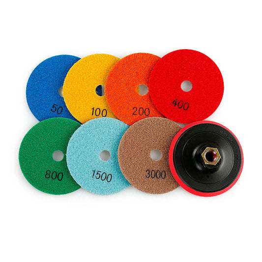 8PCS 4Inch Dry Diamond Polishing Pads - for Marble, Granite & Stone - Angle Grinder Buffing Discs Set, No Water Needed