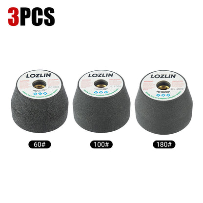 LOZLIN Thickened Silicon Carbide Cup Grinding Wheel | Heavy Duty Solid Grinding Disc for Stone, Concrete, Metal & Tiling | 5/8"-11 Thread for Angle Grinder (60/100/180 Grit)