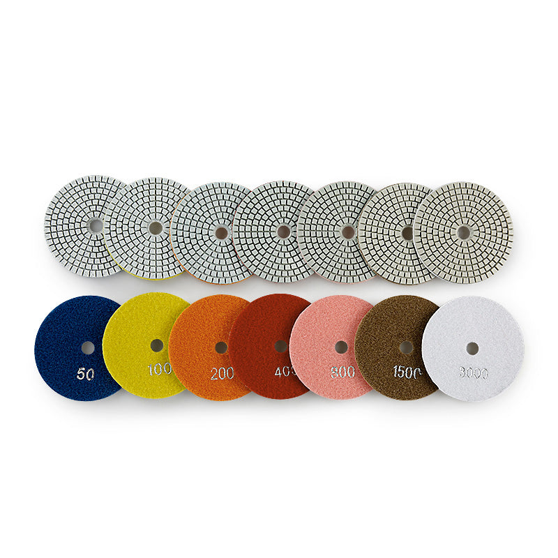 8PCS/Set 4" (100mm) Diamond Polishing Pads Kit - Wet Grinding Discs for Granite, Marble, Concrete & Stone - 5/8-11 M14 M10 Angle Grinder Professional Polishing Set