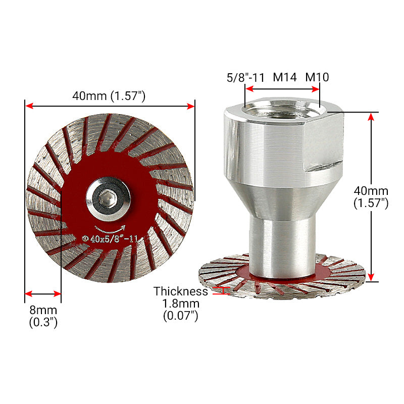 5 Stück 40 mm (1,57 Zoll) Diamant-Sägeblätter für Granit, Marmor, Sandstein, Grabsteine ​​und Stein – Winkelschleifer-Werkzeug zum Schnitzen, Beschriften von Mauerwerk und für Heimwerkerarbeiten