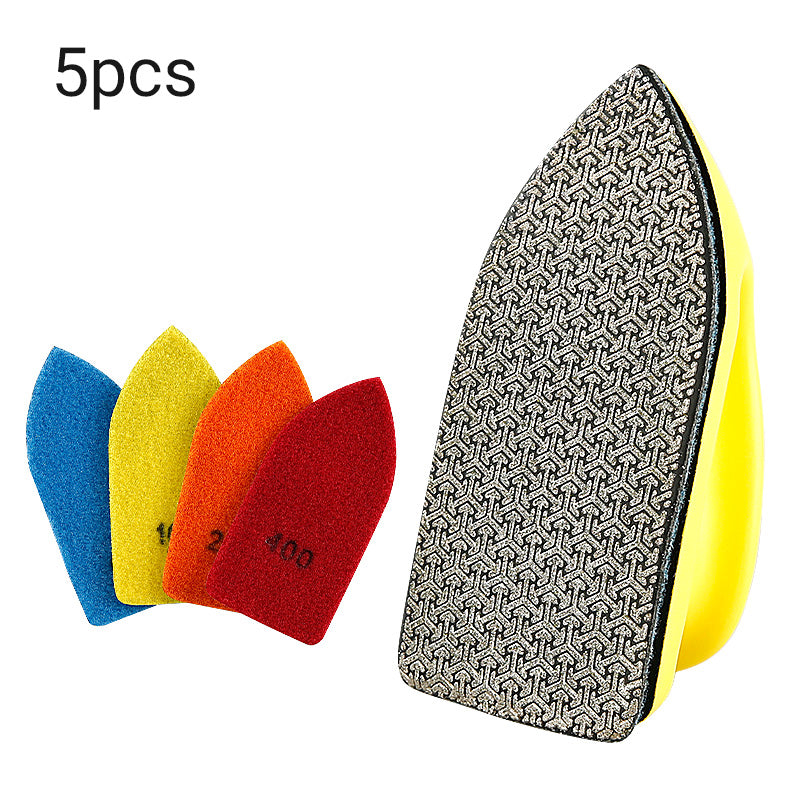 5-teiliges Diamant-Handpolierpad-Set – Werkzeug zum Kantentrimmen, Entgraten und Ausbessern von Absplitterungen für Fliesen, Platten, Glas – Manuelles Schleif- und Polierset mit Schleifscheiben