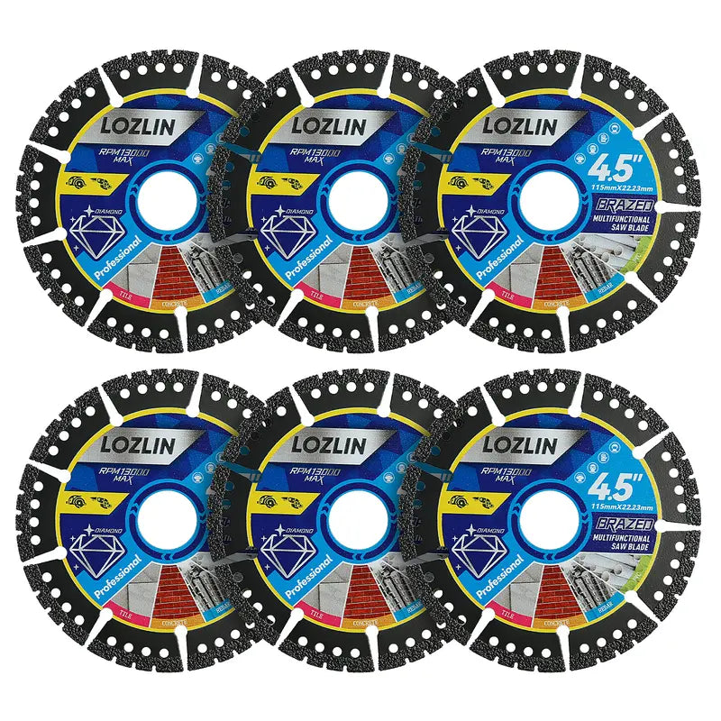 LOZLIN 4.5" Multi-Material Cutting Disc for Angle Grinders – Dry Cutting for Concrete, Metal, Tile, PVC & Cast Iron