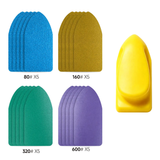 LOZLIN Mini Detail Hand Sander Kit, 5/21Pcs Hook & Loop Sanding Blocks, 80-600 Grit Abrasive Pads for Wood, Metal, Furniture, Crafts & Tight Spaces