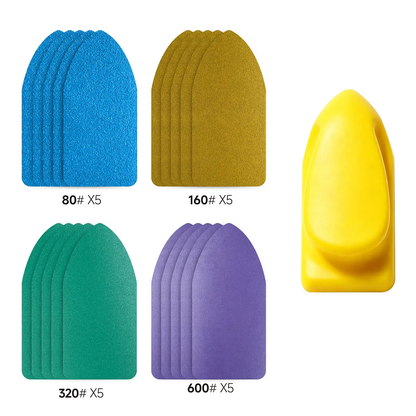 LOZLIN Mini Detail Hand Sander, 5-Piece/21 Piece Sanding Block Kit Sandpaper Refill Pack, 80/160/320/600 Grit Hook and Loop Abrasive Pads for Wood, Metal, Furniture, Crafts and Tight Spaces
