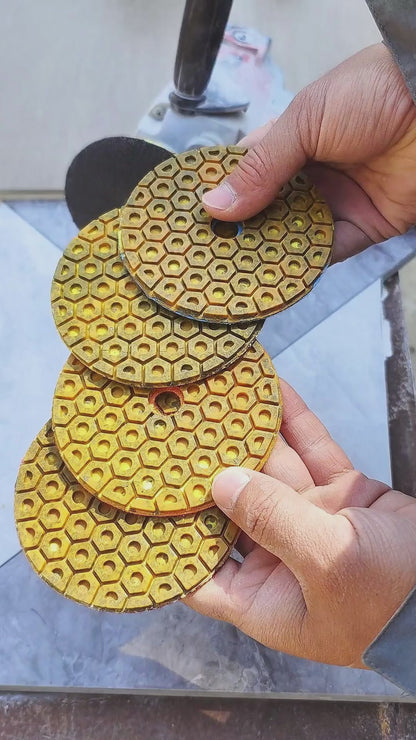 5PCS 4"(100MM) Diamond Polishing Pads Wet/Dry - Metal Pellet Grinding Disc for Granite, Marble, Concrete & Stone - Angle Grinder Tool for Countertop/Floor