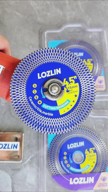 LOZLIN 115mm (4.5") Mesh Turbo Diamond Cutting Blades - Dry Ultra Thin for Rock Slabs, Ceramic & Marble - Angle Grinder Blades for Cutting, Grinding & Sanding