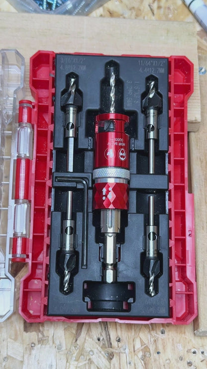 Hex-Shaft Woodworking Countersink Drill Bit with Scale, Adjustable, for Self-Tapping Screws—Multifunctional, High-Hardness Tungsten Carbide Drill Bit