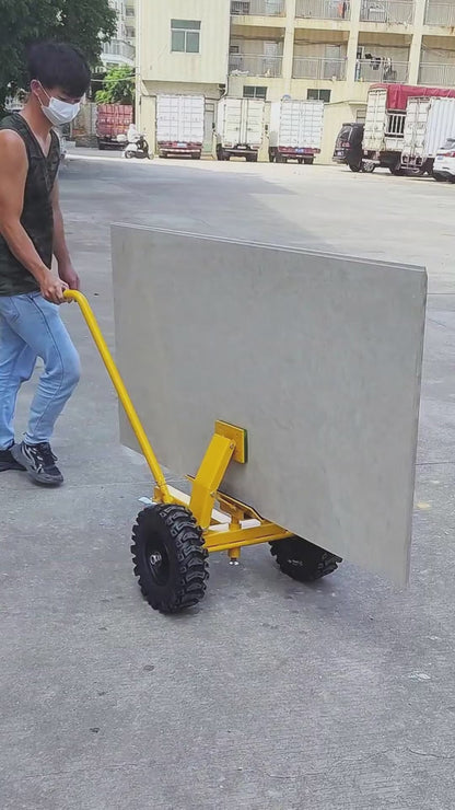 880lbs Heavy Duty Material Cart - 13 Inch All-Terrain Dolly w/Pneumatic Tires for Drywall, Door Panels & Job Site Transport, Non-Slip Handle Grip