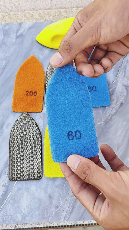 5PCS/Set Diamond Hand Polishing Pads - Edge Trimming, Deburring & Chip Repair Tool for Tile, Slab, Glass - Manual Grinding & Polishing Kit with Abrasive Discs