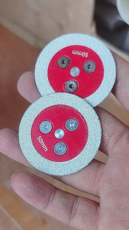 3PCS 2" (50mm) Diamond Vacuum Brazed Blades - 5/8-11 - M14 -M10 Detachable Flange for Angle Grinders - Cutting & Carving Stone, Tile, Metal Mini Grinding Discs